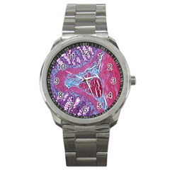 Natural Stone Red Blue Space Explore Medical Illustration Alternative Sport Metal Watch by Mariart