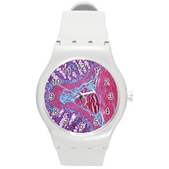 Natural Stone Red Blue Space Explore Medical Illustration Alternative Round Plastic Sport Watch (m) by Mariart