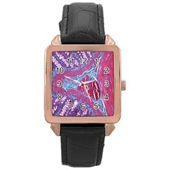 Natural Stone Red Blue Space Explore Medical Illustration Alternative Rose Gold Leather Watch  by Mariart