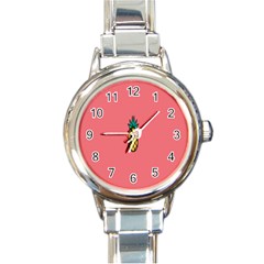 Pineapple Fruite Minimal Wallpaper Round Italian Charm Watch