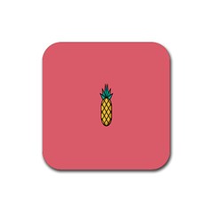 Pineapple Fruite Minimal Wallpaper Rubber Coaster (square) 