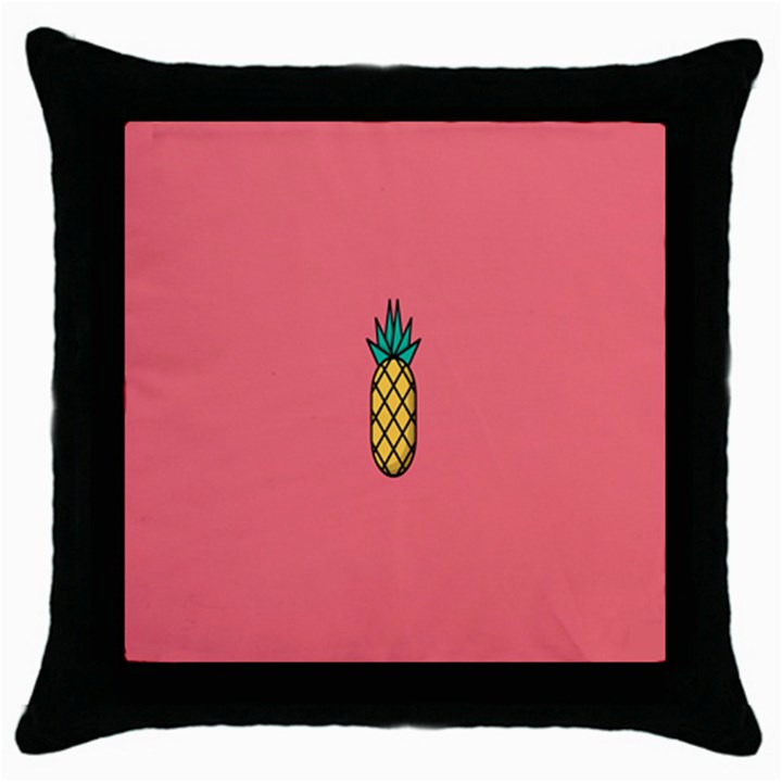 Pineapple Fruite Minimal Wallpaper Throw Pillow Case (Black)