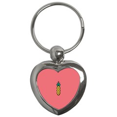 Pineapple Fruite Minimal Wallpaper Key Chains (heart)  by Mariart