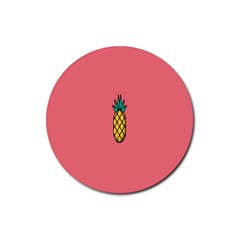 Pineapple Fruite Minimal Wallpaper Rubber Round Coaster (4 Pack)  by Mariart