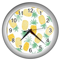 Pineapple Fruite Seamless Pattern Wall Clocks (silver) 