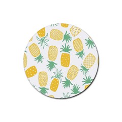 Pineapple Fruite Seamless Pattern Rubber Round Coaster (4 Pack) 