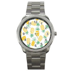 Pineapple Fruite Seamless Pattern Sport Metal Watch by Mariart