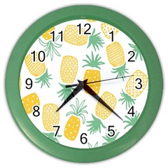 Pineapple Fruite Seamless Pattern Color Wall Clocks by Mariart