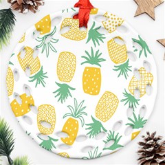 Pineapple Fruite Seamless Pattern Ornament (round Filigree)