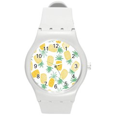 Pineapple Fruite Seamless Pattern Round Plastic Sport Watch (m) by Mariart