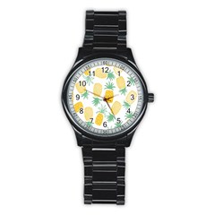 Pineapple Fruite Seamless Pattern Stainless Steel Round Watch by Mariart