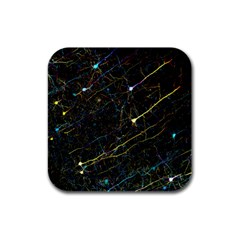 Neurons Light Neon Net Rubber Square Coaster (4 Pack) 