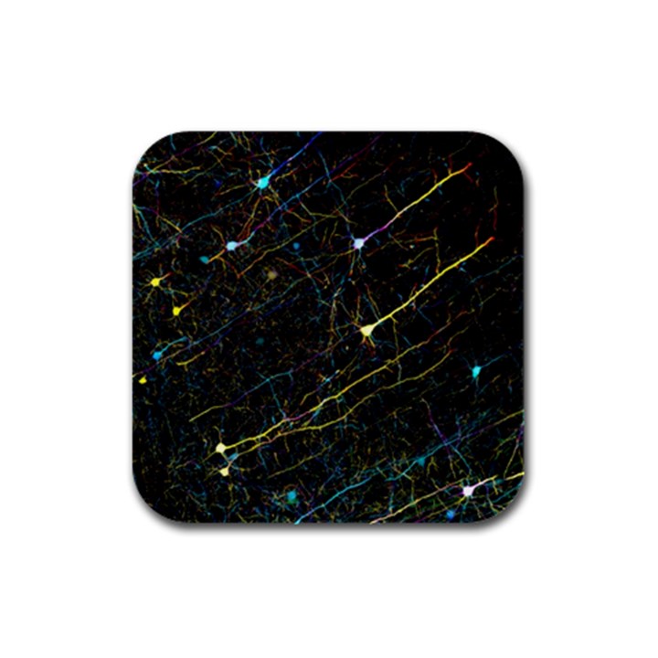 Neurons Light Neon Net Rubber Square Coaster (4 pack) 