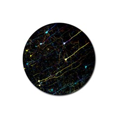 Neurons Light Neon Net Rubber Coaster (round) 