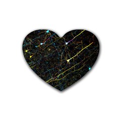 Neurons Light Neon Net Rubber Coaster (heart)  by Mariart