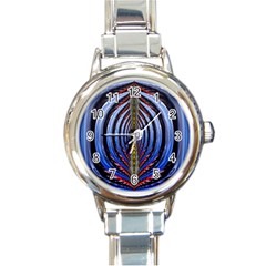 Illustration Robot Wave Rainbow Round Italian Charm Watch