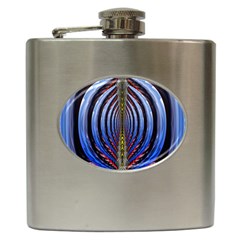 Illustration Robot Wave Rainbow Hip Flask (6 Oz) by Mariart