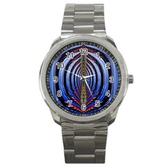 Illustration Robot Wave Rainbow Sport Metal Watch by Mariart