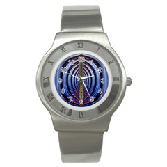 Illustration Robot Wave Rainbow Stainless Steel Watch