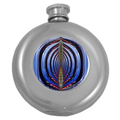 Illustration Robot Wave Rainbow Round Hip Flask (5 Oz) by Mariart