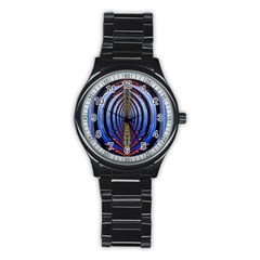 Illustration Robot Wave Rainbow Stainless Steel Round Watch