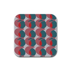 Pink Red Grey Three Art Rubber Square Coaster (4 Pack)  by Mariart