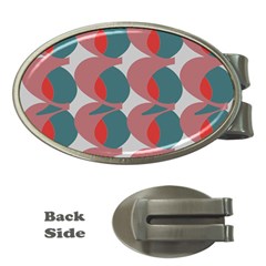 Pink Red Grey Three Art Money Clips (oval)  by Mariart