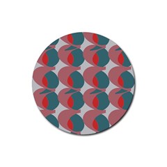 Pink Red Grey Three Art Rubber Coaster (round) 