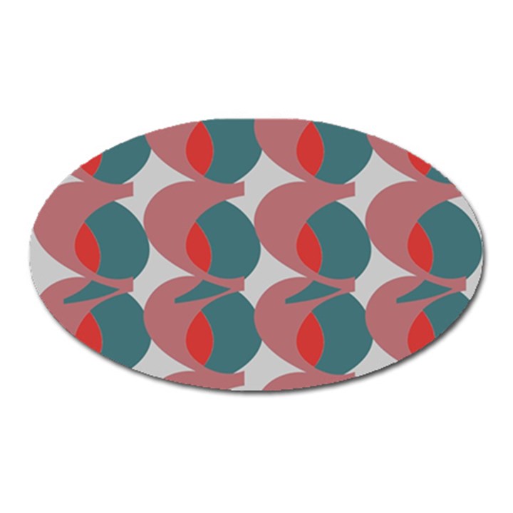 Pink Red Grey Three Art Oval Magnet