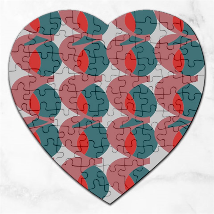 Pink Red Grey Three Art Jigsaw Puzzle (Heart)