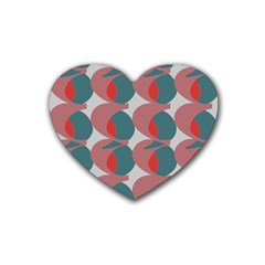 Pink Red Grey Three Art Rubber Coaster (heart)  by Mariart