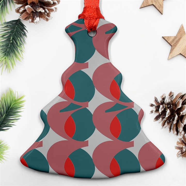 Pink Red Grey Three Art Ornament (Christmas Tree) 