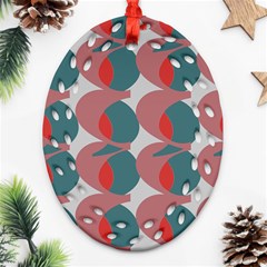 Pink Red Grey Three Art Ornament (oval Filigree)