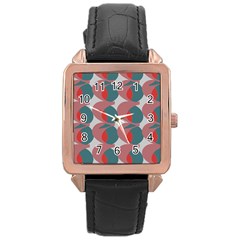 Pink Red Grey Three Art Rose Gold Leather Watch  by Mariart