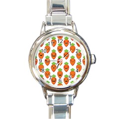 Seamless Background Carrots Emotions Illustration Face Smile Cry Cute Orange Round Italian Charm Watch by Mariart