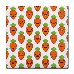 Seamless Background Carrots Emotions Illustration Face Smile Cry Cute Orange Tile Coasters