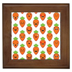 Seamless Background Carrots Emotions Illustration Face Smile Cry Cute Orange Framed Tiles by Mariart