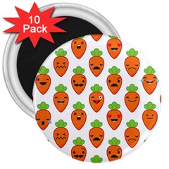 Seamless Background Carrots Emotions Illustration Face Smile Cry Cute Orange 3  Magnets (10 Pack)  by Mariart