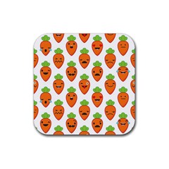 Seamless Background Carrots Emotions Illustration Face Smile Cry Cute Orange Rubber Coaster (square)  by Mariart