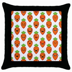 Seamless Background Carrots Emotions Illustration Face Smile Cry Cute Orange Throw Pillow Case (black) by Mariart