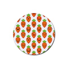 Seamless Background Carrots Emotions Illustration Face Smile Cry Cute Orange Rubber Coaster (round) 