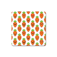 Seamless Background Carrots Emotions Illustration Face Smile Cry Cute Orange Square Magnet