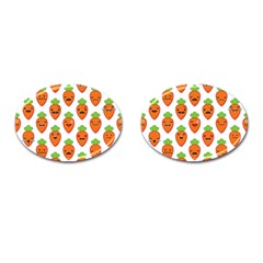 Seamless Background Carrots Emotions Illustration Face Smile Cry Cute Orange Cufflinks (oval)