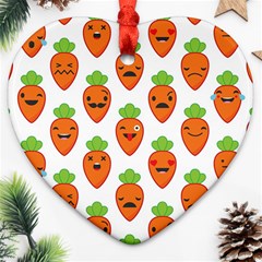 Seamless Background Carrots Emotions Illustration Face Smile Cry Cute Orange Heart Ornament (two Sides) by Mariart