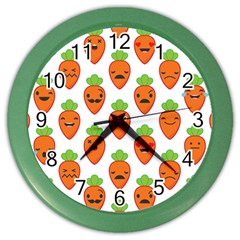 Seamless Background Carrots Emotions Illustration Face Smile Cry Cute Orange Color Wall Clocks by Mariart