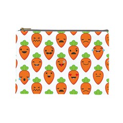 Seamless Background Carrots Emotions Illustration Face Smile Cry Cute Orange Cosmetic Bag (large) 