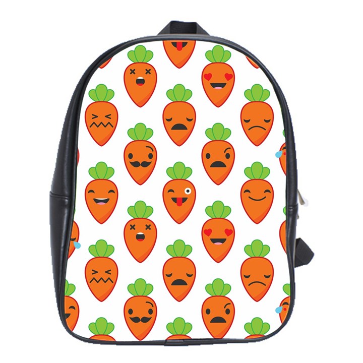 Seamless Background Carrots Emotions Illustration Face Smile Cry Cute Orange School Bag (Large)