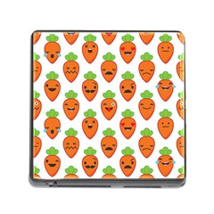 Seamless Background Carrots Emotions Illustration Face Smile Cry Cute Orange Memory Card Reader (square)