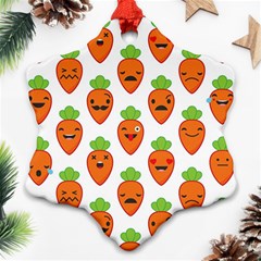 Seamless Background Carrots Emotions Illustration Face Smile Cry Cute Orange Ornament (snowflake) by Mariart