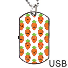 Seamless Background Carrots Emotions Illustration Face Smile Cry Cute Orange Dog Tag Usb Flash (one Side) by Mariart